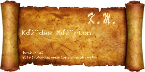 Kádas Márton névjegykártya