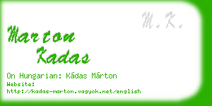 marton kadas business card